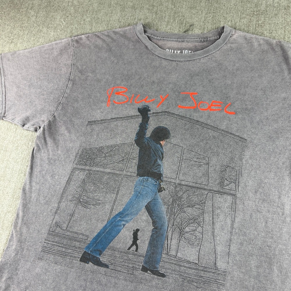 Billy Joel Glass Houses T-Shirt Mens Medium Gray Retro Graphic Rock Band Tee